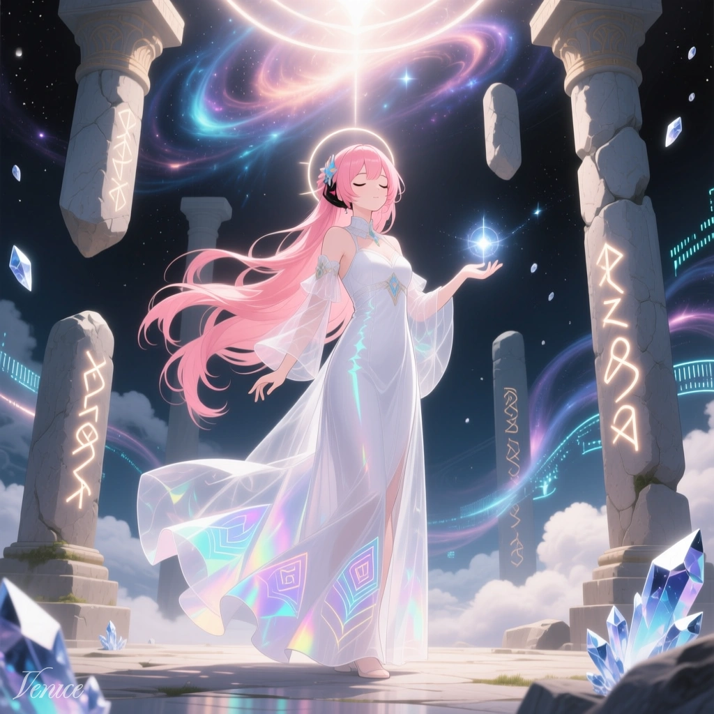 Celestial Oracle: The Neon Goddess of the Digital 